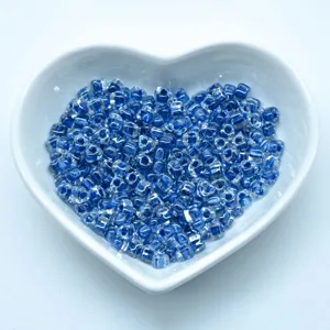 Transparent blue glass seed beads 5mm triangle beads for DIY jewelry making crafts supply.