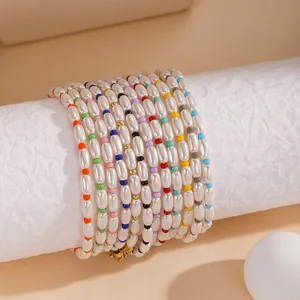 Multi-layer pearl seed bead bracelet colorful layered stackable fashion jewelry daily wear