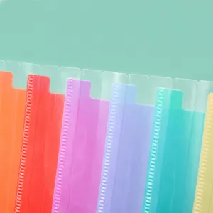 Colorful plastic accordion folder index tabs, durable document storage organizer for office school.