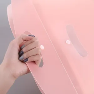 Pink PP plastic accordion document folder, portable A4 multi-layer file organizer bag.