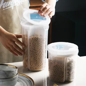 Kitchen partitioned storage jar sealed grain container for dry food snacks organization