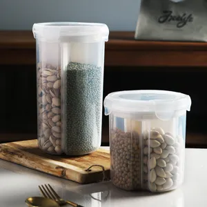Kitchen compartment storage jar plastic sealed container for grain dry food snacks storage