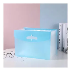PP plastic accordion folder A4 multi-layer portable file organizer storage bag blue