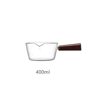 Heat-resistant glass bowl with wooden handle 400ml kitchen tableware for food fruit