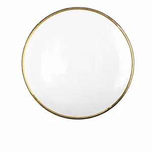 Clear glass plate with gold rim hammered texture elegant 31cm dinnerware for home kitchen dining