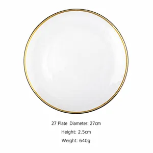 Hammered glass dinner plate with luxury gold rim clear round flat dish for home kitchen dining