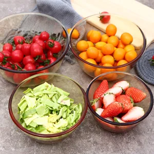 Clear high borosilicate glass bowls set for kitchen fruit vegetable salad storage food container