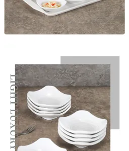 Set de bols blancs en mélamine, petites assiettes durables pour restaurant et usage quotidien.