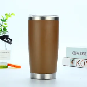 20oz roestvrijstalen geïsoleerde beker dubbelwandige vacuüm reiskoffiemok bruin nieuw