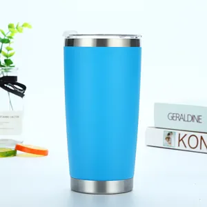 Blauwe 20oz roestvrijstalen geïsoleerde tumbler, dubbelwandige vacuüm reismok voor warme dranken.