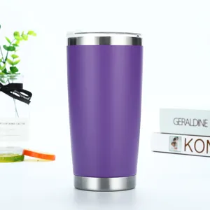 20OZ Paarse Roestvrij Stalen Vacuüm Geïsoleerde Beker Reis Auto Koffie Beker Drinken