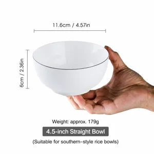 Weißer Keramik Reisschale 4.5 Zoll Porzellan Geschirr für Küche Esszimmer Haushalt 11.6cm