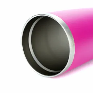 20OZ roestvrij staal dubbelwandig vacuüm geïsoleerde beker roze gepoedercoate reisbeker