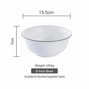 Nordisch minimalistische Keramik Nudelschüssel, 6-Zoll weiße Suppenschüssel für Salat.