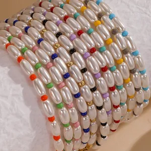 Bohemian Colorful Glass Beads Mixed Artificial Pearl Bracelet Adjustable Handmade Beaded Bracelet Fashion Jewelry Gift