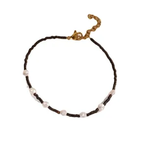 Handmade Miyuki seed bead and pearl adjustable bracelet for women summer fashion style.