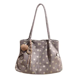 Bolso tote gris de lunares gran capacidad elegante bolso de hombro informal para diario.