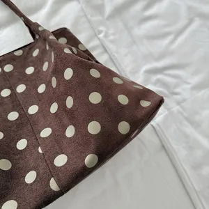 Bolso tote de lunares marrón gran capacidad bolso de hombro informal bolso elegante