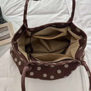 Bolso tote chic estilo coreano de lunares gran capacidad bolso de hombro moda casual diario