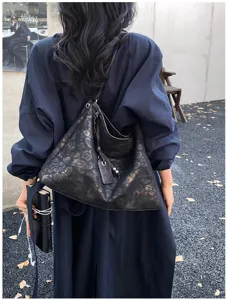 Grote vintage suède schoudertas shopper casual luxe stijl high-end design handtas dames