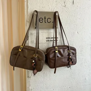 Korean Style Long Strap Boston Bag Retro Light Luxury Shoulder Bag Casual Handbag