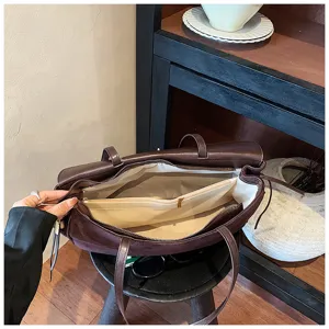 Borsa a tracolla marrone scuro grande capacità borsa casual stile minimalista moda quotidiana