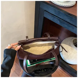 Borsa a tracolla in pelle marrone borsa baguette minimalista borsa sottobraccio casual
