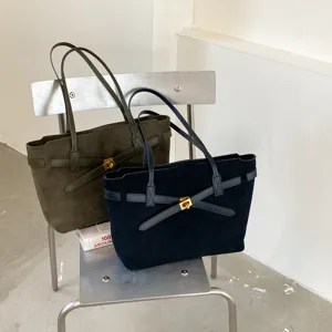 Vintage σουέτ μεγάλη τσάντα tote υψηλής χωρητικότητας casual κομψή τσάντα ώμου design.