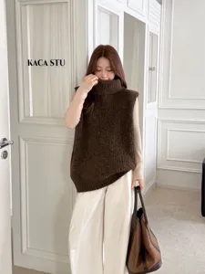 Elegante chaleco de punto sin mangas de color liso clásico para la temporada de otoño.