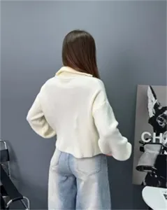 Femme pull en tricot ample col demi-zippé manches longues haut décontracté détail