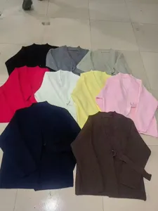 Dames gebreid vest truien met riem effen kleur casual lange mouwen bovenkleding