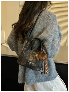 Koreanische Leopardenmuster Umhängetasche Vintage Retro Handtasche lässige Damentasche