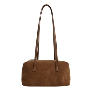 Brown suede shoulder bag retro underarm bag casual daily commute handbag for women