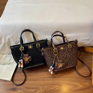 Women Fashion Leopard Print Tote Bag PU Leather Casual Shoulder Crossbody Bag Trendy Luxury Handbag