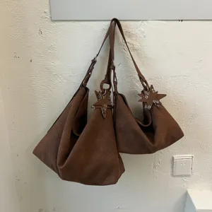 Braune gewebte Schultertasche mit grossem Fassungsvermögen modische Freizeittasche