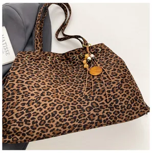 Koreanischer Leopardenmuster Shopper, große Kapazität lässige Schultertasche Handtasche für Alltag Arbeit.