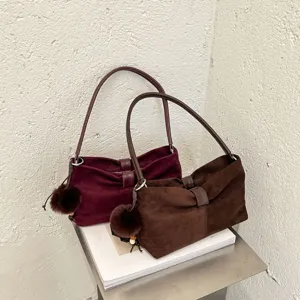Retro Leopard Print Suede Shoulder Bag Chic Casual Tote Handbag Vintage All-Match Crossbody Bag For Women