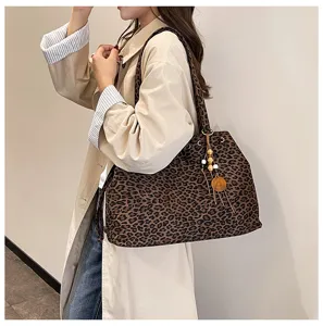 Koreanische Mode Leopardenmuster Tote Bag Grosse Kapazitaet Schultertasche fuer Damen