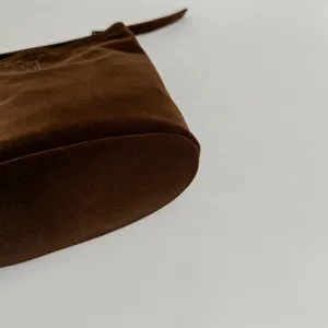 Καφέ σουέτ τσάντα ώμου ρετρό μινιμαλιστική γυναικεία τσάντα casual καθημερινή μόδα.