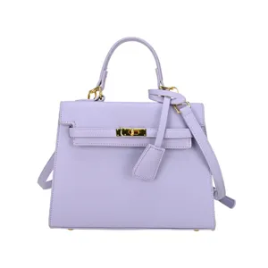Lavendelviolette Handtasche klassischer Kelly Stil elegante PU Leder Umhängetasche Damen