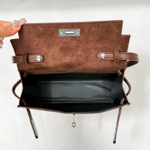 Bolso de mano de ante marrón bolso de hombro retro estilo vintage moda casual chic bolsos
