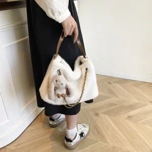 Retro Grande Capacità Minimalista Peluche Borsa a Tracolla Casual Leggero Lusso Commute Borsa a Mano Stile Coreano Borsa Tote