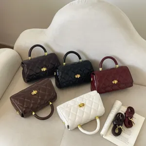 Borsa a tracolla trapuntata vintage classica da donna, elegante borsa con manico.