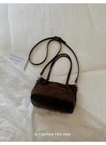 Brown suede tote bag retro casual shoulder bag large capacity daily handbag for women