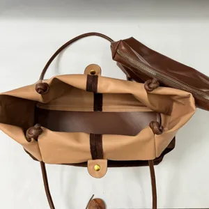 Koreanische große Wildleder Mode Shopper Tasche, lässige Schulterhandtasche mit Etui.