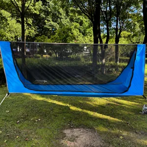 Portable outdoor camping hammock tent with mosquito net blue fabric for hiking trips