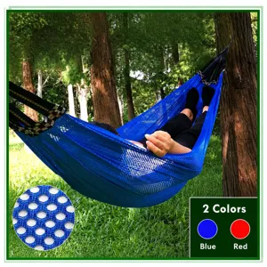 Outdoor Portable Folding Hammock Thickened Ice Silk Mesh Swing Camping Travel Hammock With Storage Bag And Binding Ropes