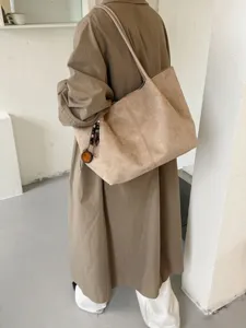 Koreanischer Stil große Kapazität Wildleder Shopper Tasche lässige Retro Schultertasche