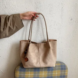 Damen Große Kapazität Wildleder Tragetasche Vintage Casual Einfarbig Umhängetasche Tägliches Pendeln Handtasche