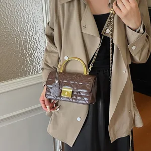 Elegante Retro Gesteppte Kette Handtasche Luxus Stil Damen Umhängetasche Braune